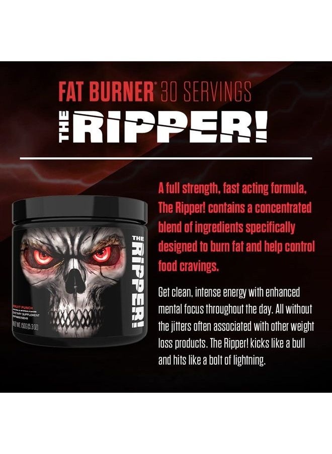 JNX Sports - ® The Ripper! Shredding Thermogenic Fat Burner for Men & Women – Advanced Fast Acting Stim Thermogenesis, Appetite Suppressant, Extreme Energy & Focus Supplement – Fruit Punch, 30 Servings - Image 1