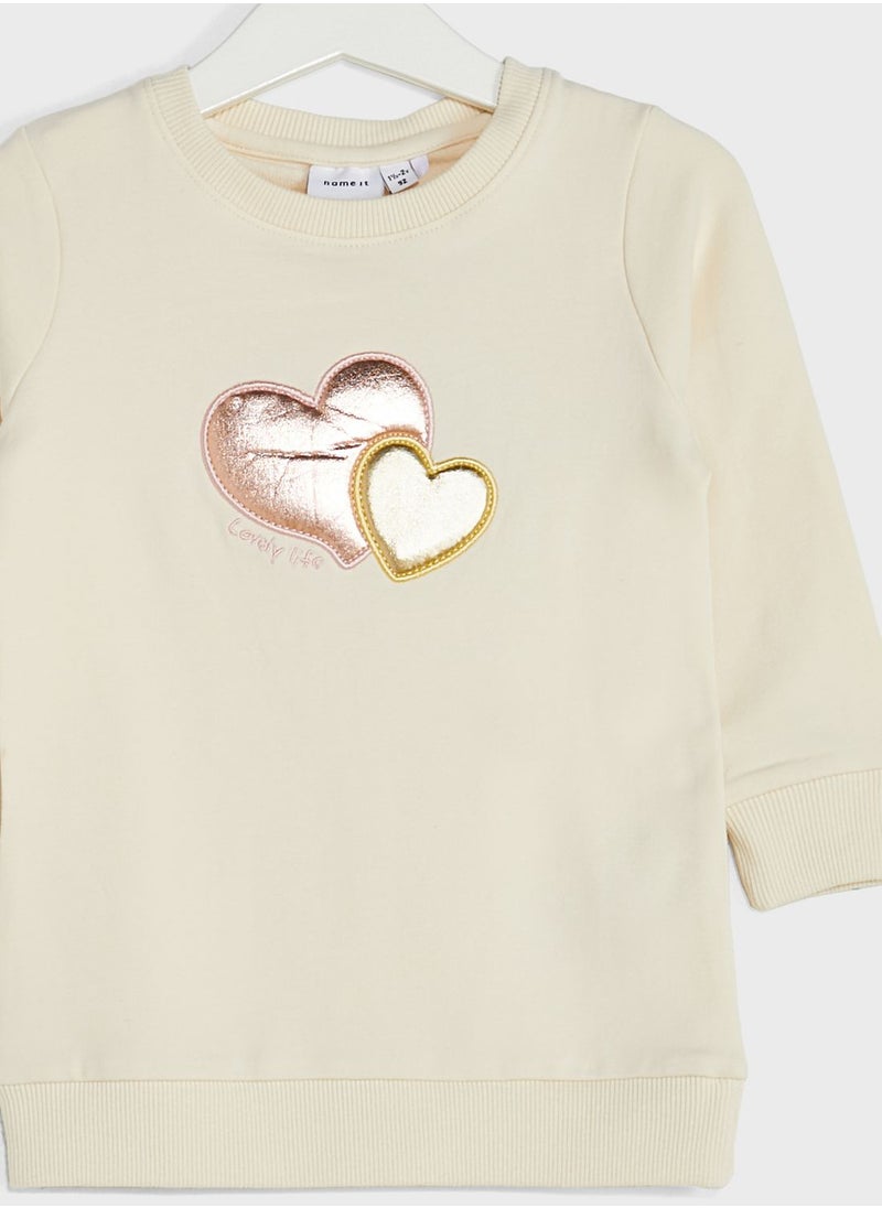 NAME IT - Kids Heart Print Sweatshirt - Image 1
