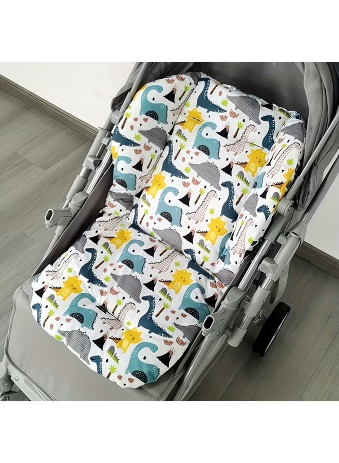 Reversible Breathable Stroller Cushion For Newborns Blue Yellow Dinosaur Pattern - Image 3