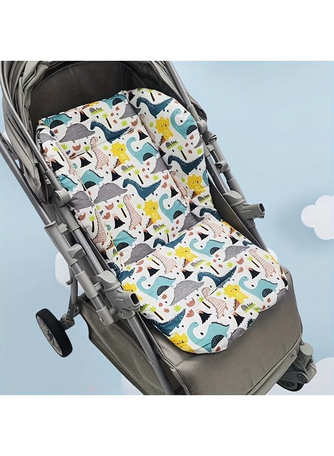 Reversible Breathable Stroller Cushion For Newborns Blue Yellow Dinosaur Pattern - Image 4