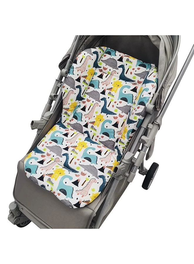 Reversible Breathable Stroller Cushion For Newborns Blue Yellow Dinosaur Pattern - Image 1