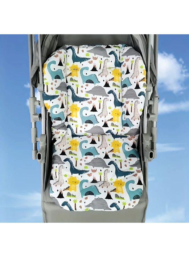 Reversible Breathable Stroller Cushion For Newborns Blue Yellow Dinosaur Pattern - Image 5