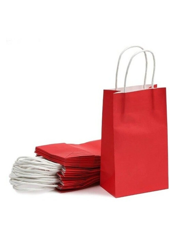 Party Time 24-Pieces A6 Red Kraft Paper Bags with Handle Party Gift Bag Birthday Wedding Graduation Baby Shower Christmas Shopping Favor Present Bag Souvenir Bag