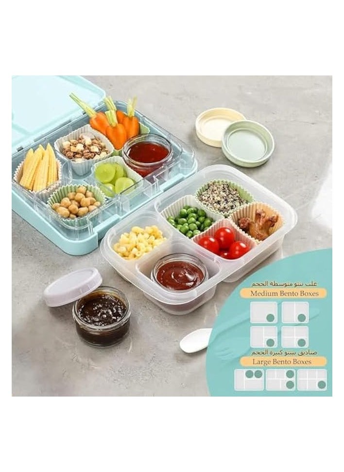 erorex - Salad Dressing Container To Go, 2.7 oz Glass Small Condiment with Lids, Dipping Sauce Cups Set, Leakproof Reusable for Lunch Box Work Trip (6 Pack) - Image 1