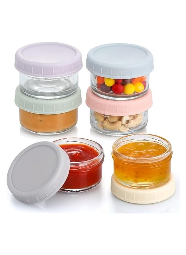 erorex - Salad Dressing Container To Go, 2.7 oz Glass Small Condiment with Lids, Dipping Sauce Cups Set, Leakproof Reusable for Lunch Box Work Trip (6 Pack) - Image 1
