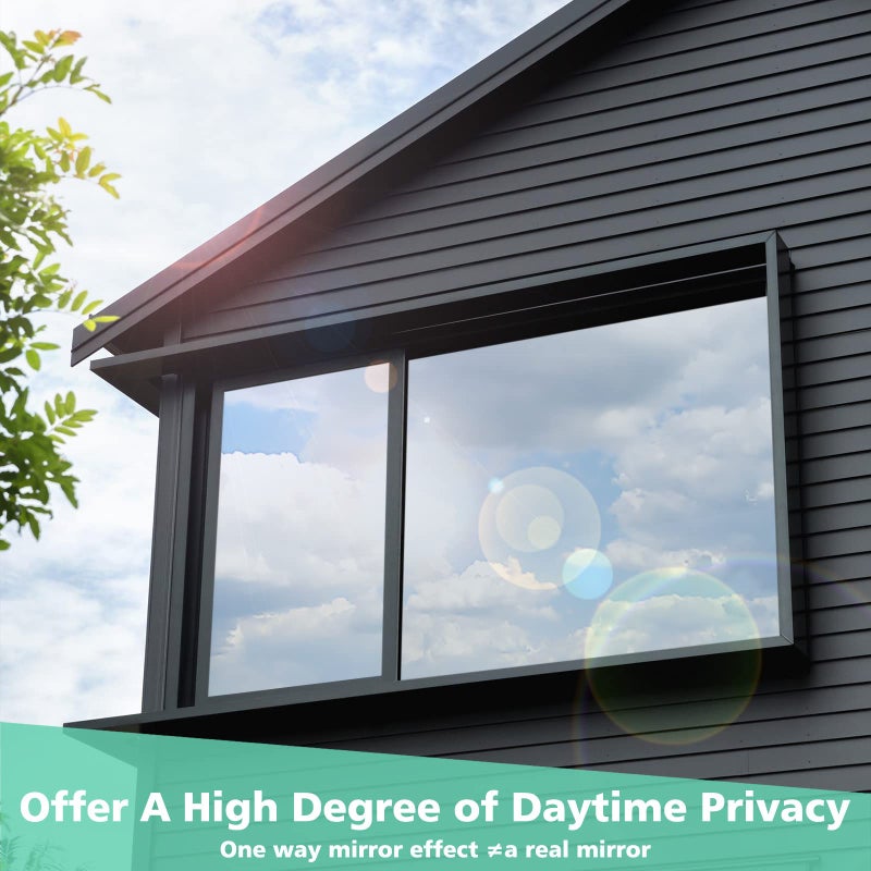 Volcanics One Way Window Privacy Film Sun Blocking Window Tinting Film for Home Heat Control Mirror Tint Film Static Cling Reflective Solar Window Film 17.5 x 78.7 Inches, Silver - Image 2