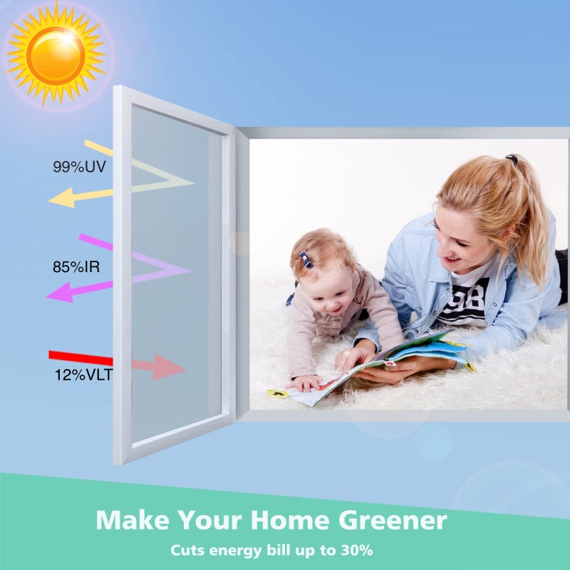 Volcanics One Way Window Privacy Film Sun Blocking Window Tinting Film for Home Heat Control Mirror Tint Film Static Cling Reflective Solar Window Film 17.5 x 78.7 Inches, Silver - Image 4