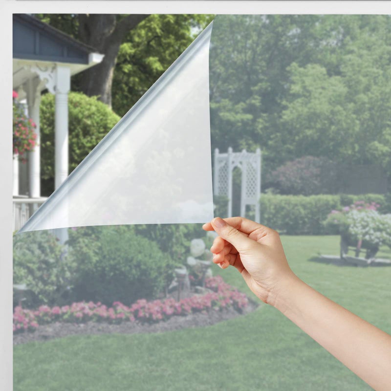Volcanics One Way Window Privacy Film Sun Blocking Window Tinting Film for Home Heat Control Mirror Tint Film Static Cling Reflective Solar Window Film 17.5 x 78.7 Inches, Silver - Image 1