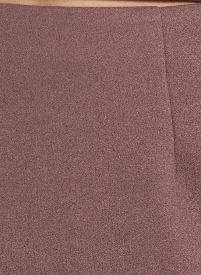 Styli Solid Midi Skirt with Zip Closure