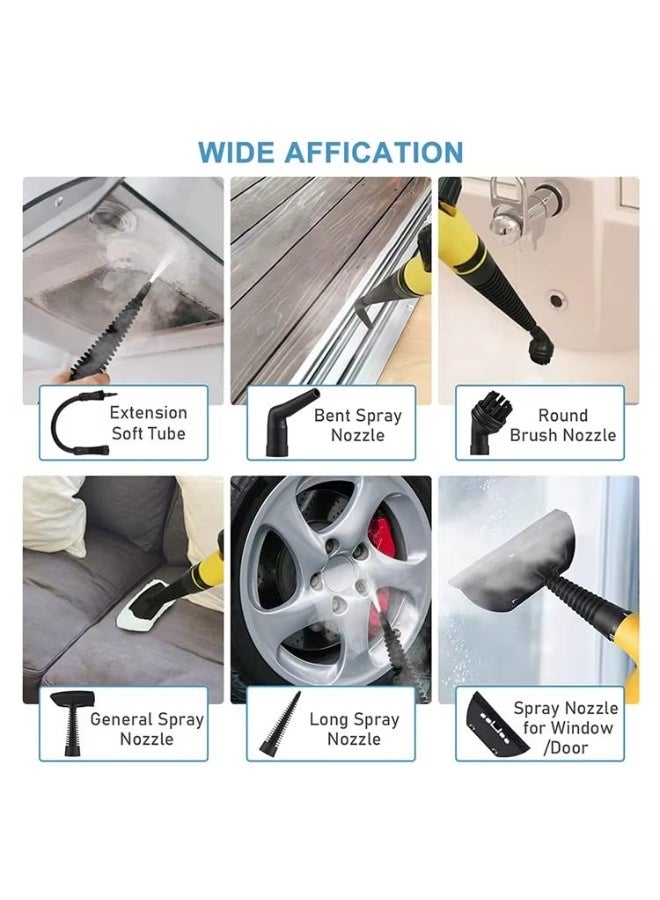 1500W Handheld Steam Cleaner, 350ml Tank, 30g/min Steam Output, 9-in-1 Accessories Set, 2m Cord, 220-240V - Image 2