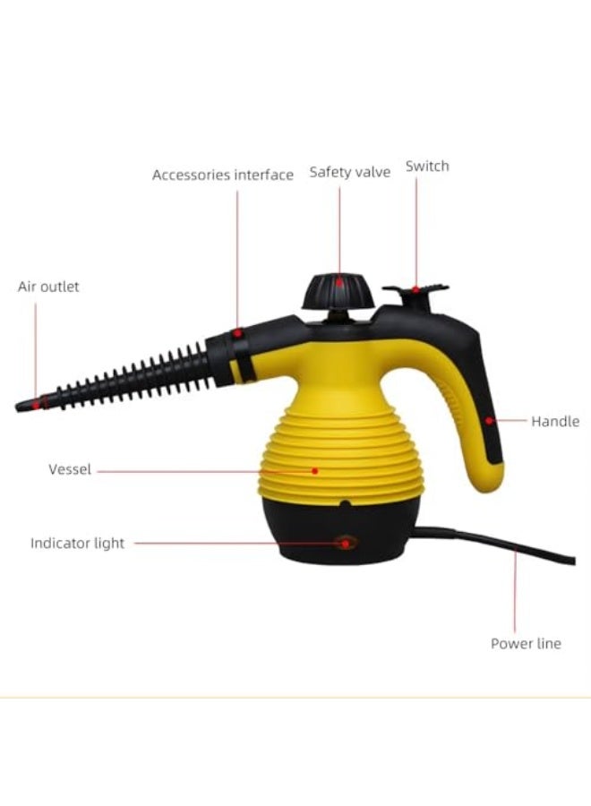 1500W Handheld Steam Cleaner, 350ml Tank, 30g/min Steam Output, 9-in-1 Accessories Set, 2m Cord, 220-240V - Image 5