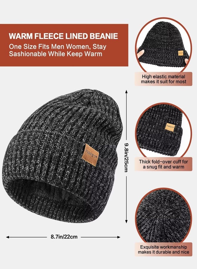 FISFET Winter Hat Gloves Scarf Set for Men Women, Mens Beanie with Fleece Lined Long Thick Scarf Touchscreen Gloves for Cold Weather, 3 in 1 Warm Gift Set(A-12) - Image 2