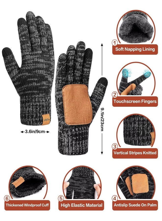 FISFET Winter Hat Gloves Scarf Set for Men Women, Mens Beanie with Fleece Lined Long Thick Scarf Touchscreen Gloves for Cold Weather, 3 in 1 Warm Gift Set(A-12) - Image 3