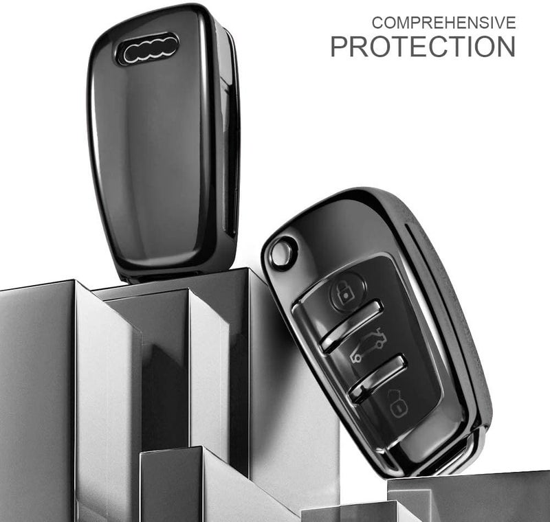 OATSBASF Car Key Cover for Audi A1 A3 A4 A6 Q3 Q5 Q7 S3 R8 TT - TPU Silicone Protector Case (Black) - Image 5