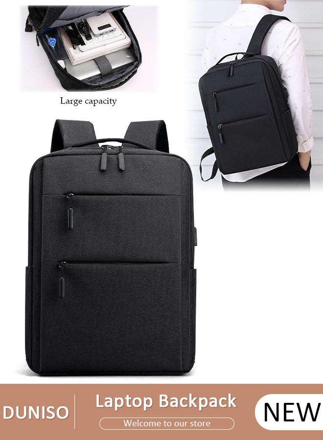 DUNISO Travel Laptop Backpack Business Anti Theft Slim Durable Computer Shoulder Pack with USB Charging Port Water Resistant College School Computer Bag Gifts for Men & Women Fits 15.6 Inch Notebook Black - Image 1