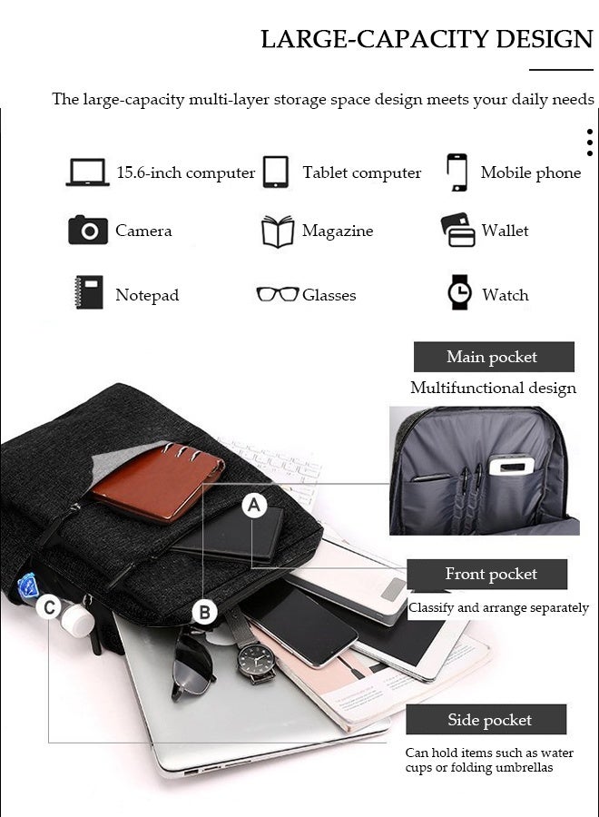 DUNISO Travel Laptop Backpack Business Anti Theft Slim Durable Computer Shoulder Pack with USB Charging Port Water Resistant College School Computer Bag Gifts for Men & Women Fits 15.6 Inch Notebook Black - Image 3