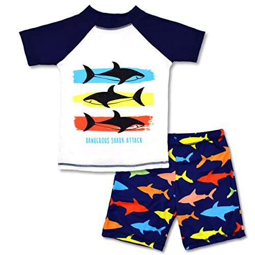 SINOLY Boys Two Piece Rash Guard Swimsuits Kids Short Sleeve Sunsuit Swimwear Sets 9T - Image 1