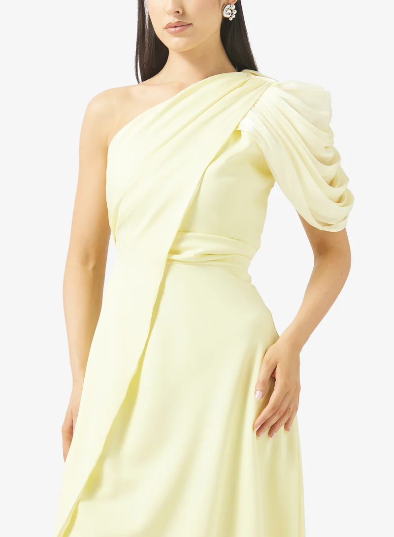 Namshi x  One Shoulder Draped Evening Dress with Slit for Women | Best Price UAE