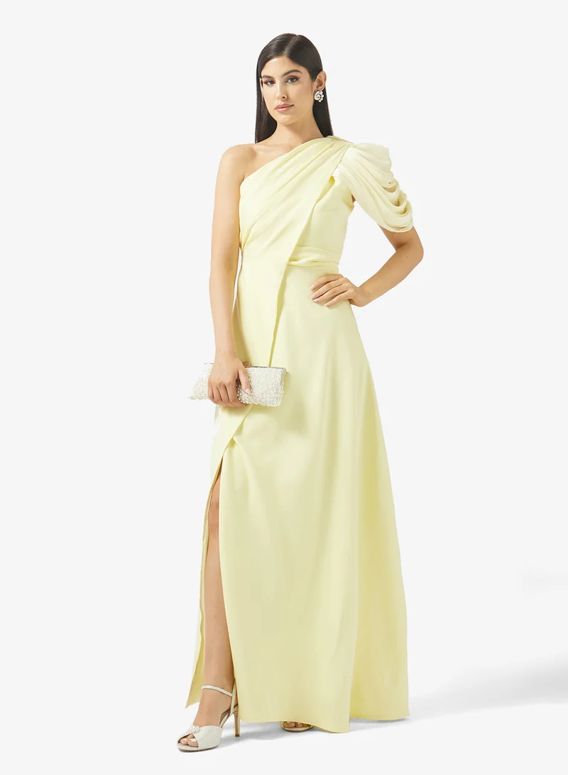 Namshi x  One Shoulder Draped Evening Dress with Slit for Women | Best Price UAE