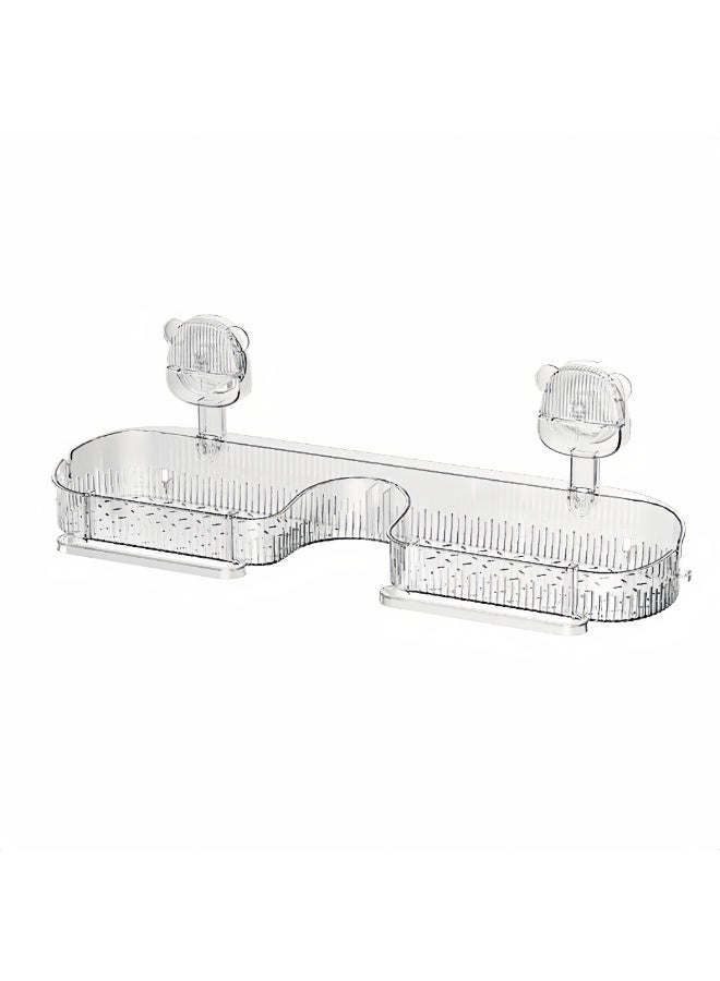 Wall Mount Over The Sink Shelf, No-Drill Bathroom Sink Organizer with 2 Hooks & Tissue Holder, U-Shaped Large Capacity Storage Rack for Kitchen, Laundry, Washbasin (54x17.5x15.5 cm) - Image 1