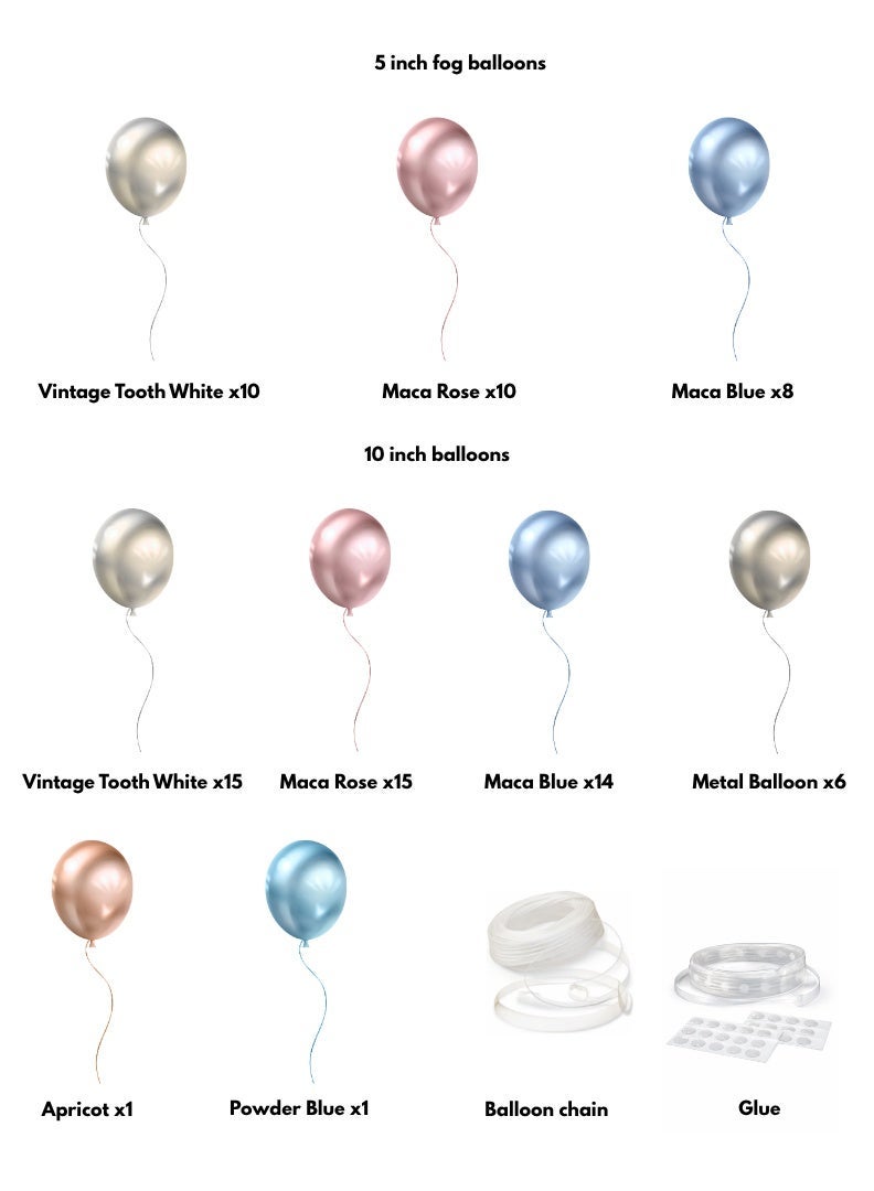 ديمي طقم بالونات جارلاند بألوان باستيل | وردي وأزرق وكريمي مع ذهبي لتزيين الحفلات مع شريط وغراء لاصق لأعياد الميلاد والزفاف وحفلات المواليد - Image 2