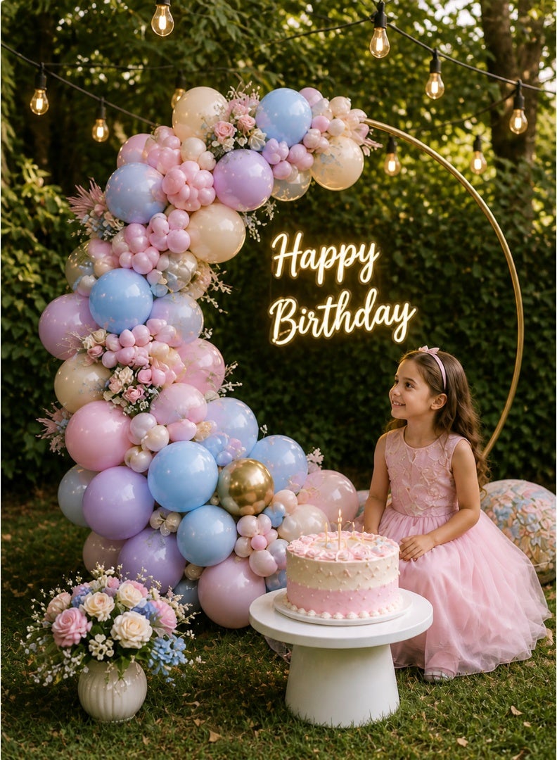 dimi Pastel Balloon Garland Kit | Macaron Pink Blue Cream Gold Balloon Arch Decoration Set with Glue Dots & Strip for Birthday Party , Wedding , Baby Shower - Image 4