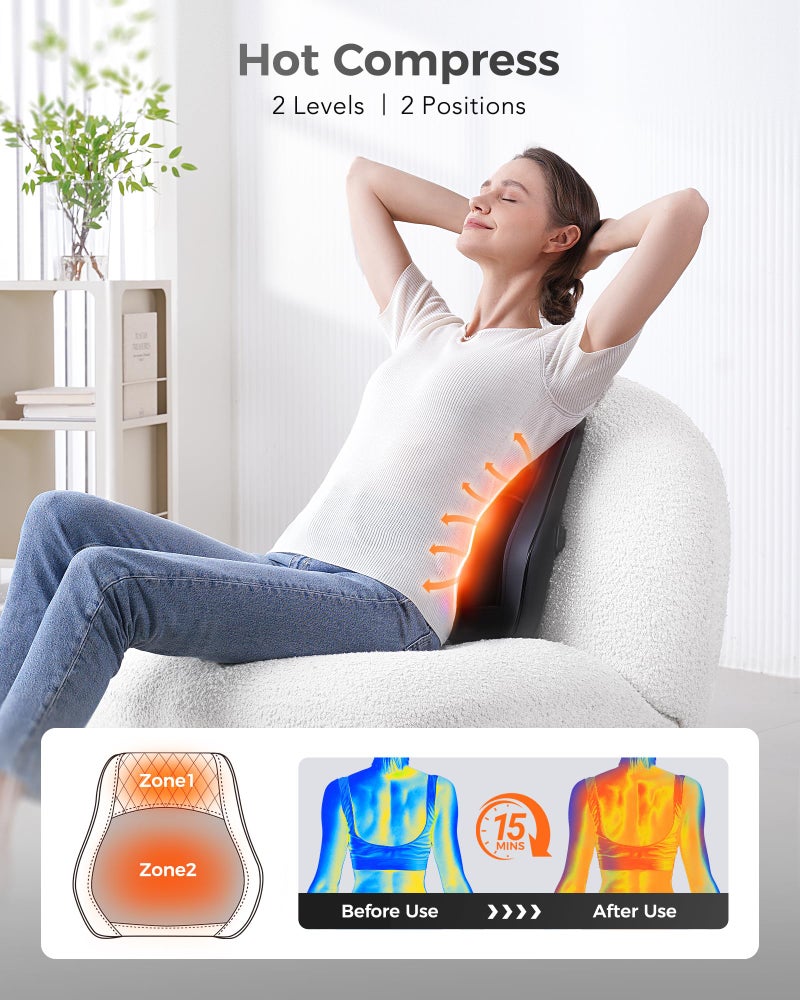Boriwat Back Massager with Heat, 3D Kneading Massage Pillow for Back, Neck, Shoulder, Leg Pain Relief Deep Tissue, Gifts for Women Men Mom Dad - Image 3