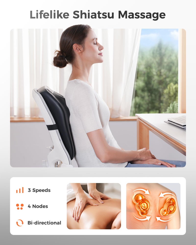Boriwat Back Massager with Heat, 3D Kneading Massage Pillow for Back, Neck, Shoulder, Leg Pain Relief Deep Tissue, Gifts for Women Men Mom Dad - Image 4