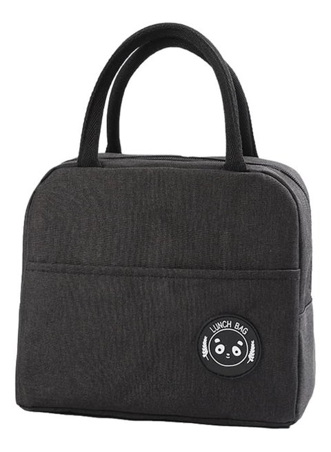Lunch Bag, Foldable Insulated Lunchbox Tote Bag, Picnic Handbag for Women, Adults, Students and Children Oxford Black ‎21 x 23 x 13 cm