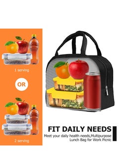 Arabest Lunch Bag, Foldable Insulated Lunchbox Tote Bag, Picnic Handbag for Women, Adults, Students and Children Oxford Black ‎21 x 23 x 13 cm  - Image 5