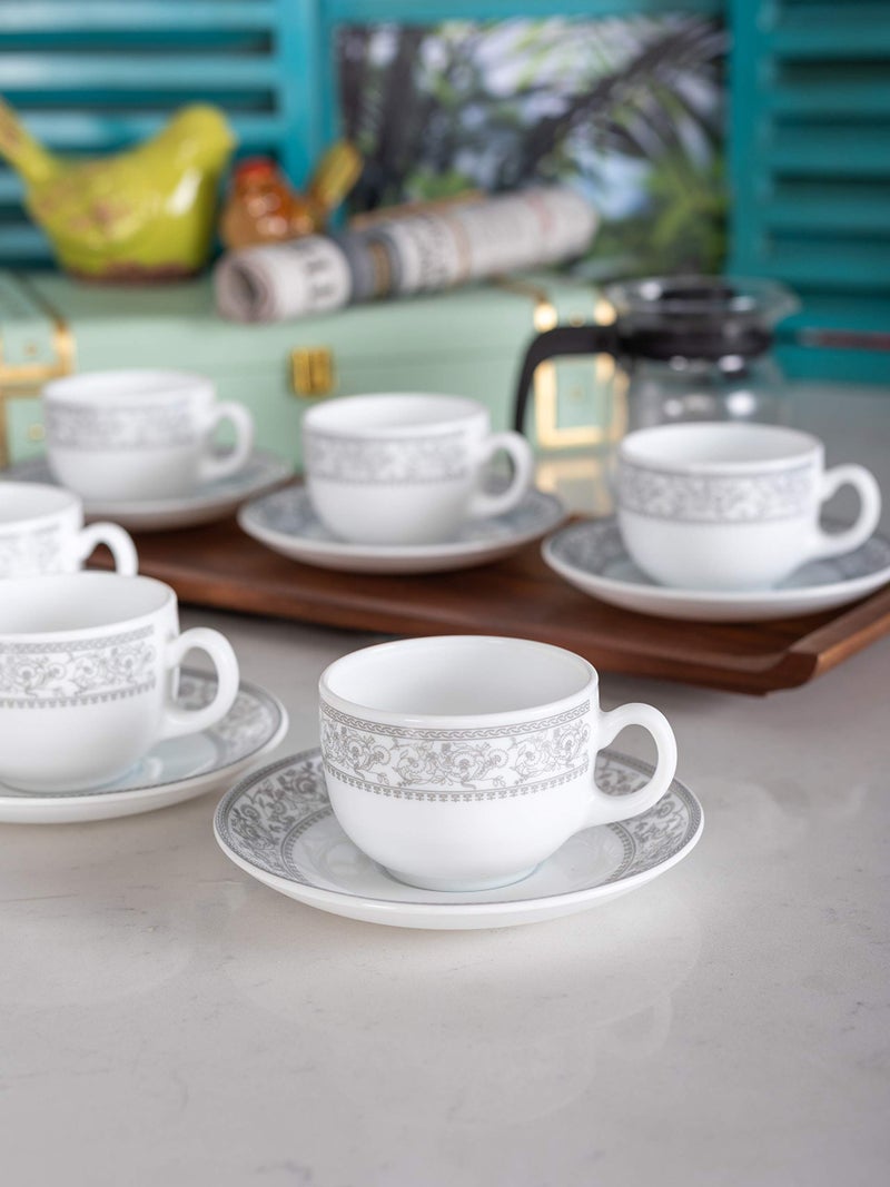 La Opala Opalware Cup Saucer Set (Set of 12pcs), White, 160 ml - Image 1