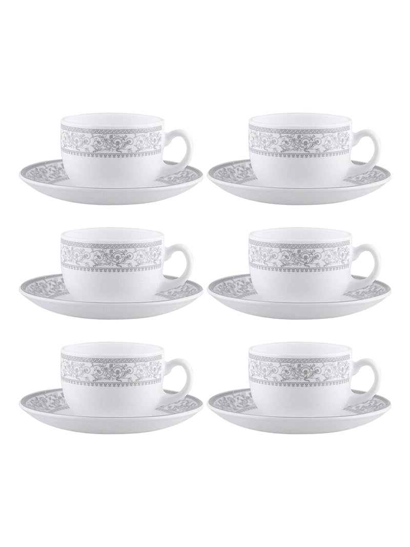 La Opala Opalware Cup Saucer Set (Set of 12pcs), White, 160 ml - Image 2
