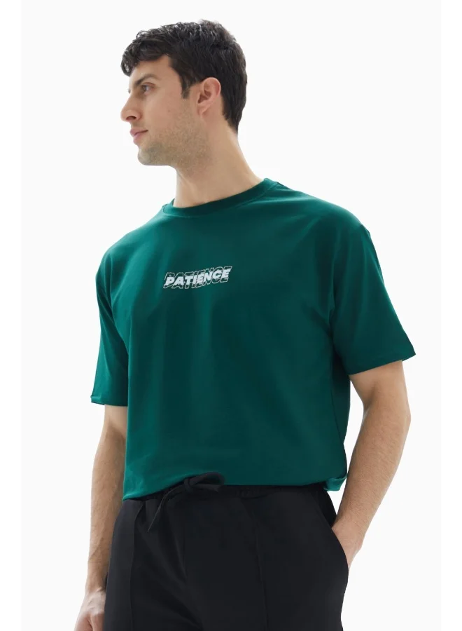 Wecre8 Dark Green "PATIENCE" Printed T-shirt