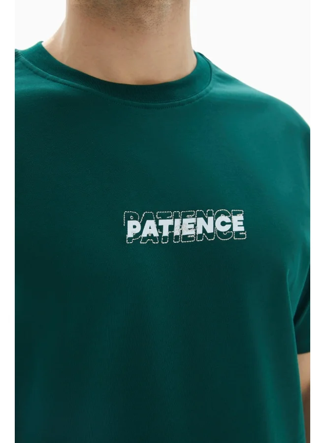 Wecre8 Dark Green "PATIENCE" Printed T-shirt
