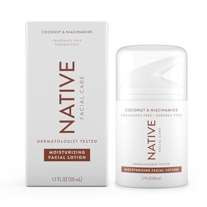 Native Moisturizing Daily Facial Moisturizer Gentle Face Lotion Hydrating Cream for Women and Men with Vitamin B3 & Coconut Lightweight Non Greasy Formula - 1.7 fl oz - Image 1
