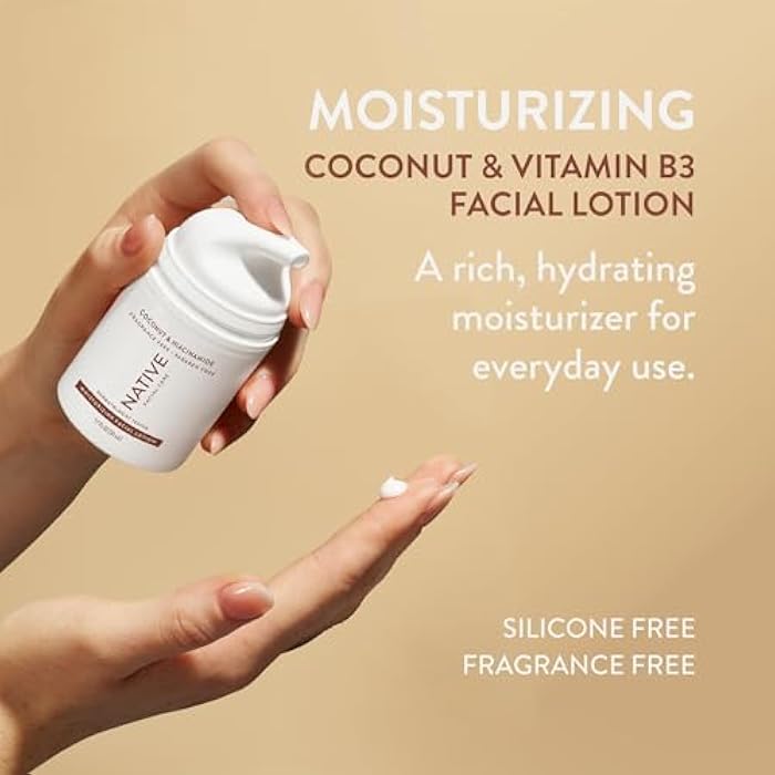 Native Moisturizing Daily Facial Moisturizer Gentle Face Lotion Hydrating Cream for Women and Men with Vitamin B3 & Coconut Lightweight Non Greasy Formula - 1.7 fl oz - Image 2