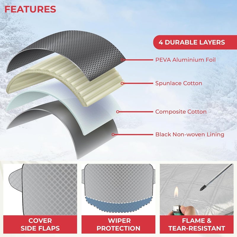 GADLANE Magnetic Car Windscreen Cover - Heavy Duty Frost/Ice/Snow/Sun Protector for Medium-Large Cars and SUVs - Image 3