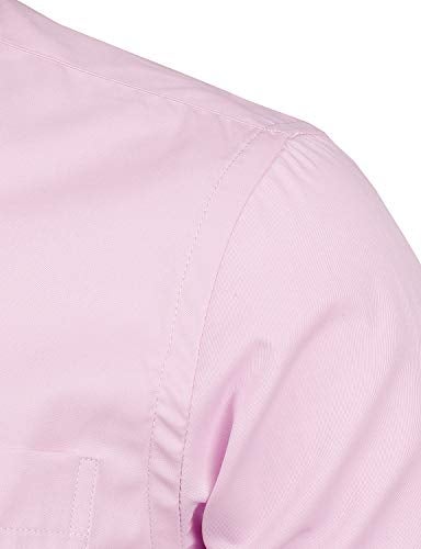 ZEROYAA Men's Long Sleeve Dress Shirt Solid Slim Fit Casual Business Formal Button Up Shirts with Pocket ZSSCL01 Pink X-Large - Image 5