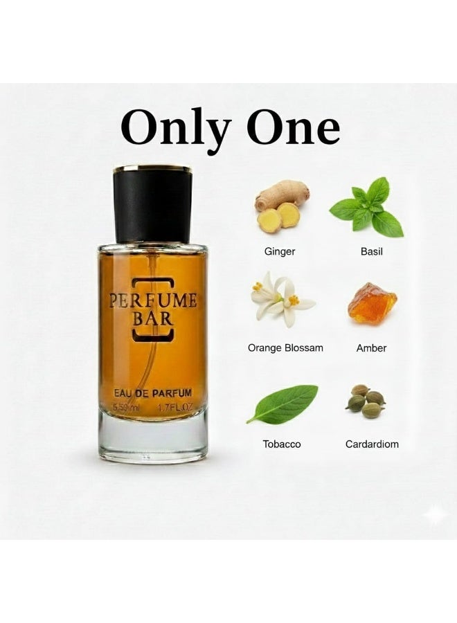 PERFUME BAR Only One Perfume for Men 50ml – Ginger, Basil, Tobacco, and Amber Scent Warm and Classic Eau De Parfum - Image 1