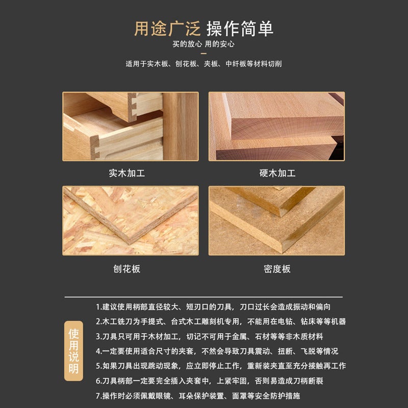 Woodworking Milling Cutter Bearing Round Angle Cutter Trimming Machine Cutter Head Chamfering Slotting Engraving Woodworking Cutter Gong Knife 1/4 Handle - Image 3