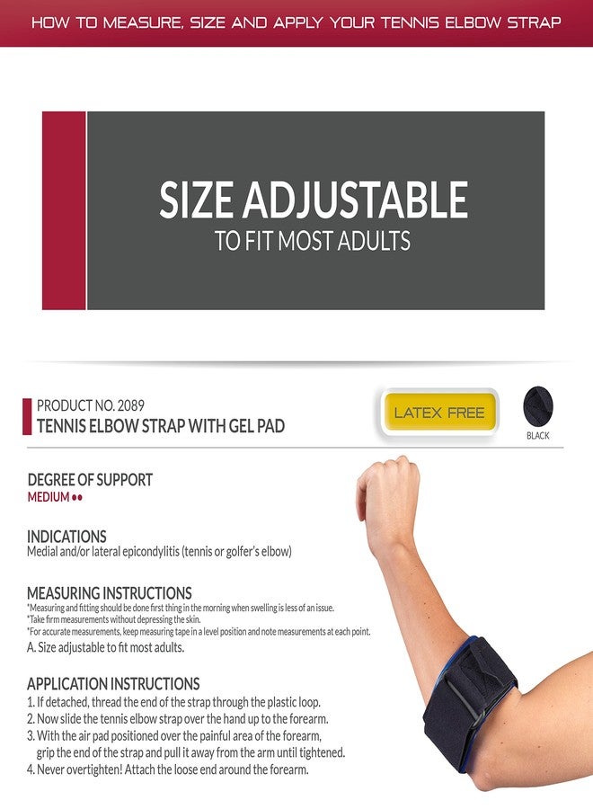 OTC Forearm Band, Compression Strap for Tennis Elbow with Therapeutic Gel Pad Insert, Black - Image 3
