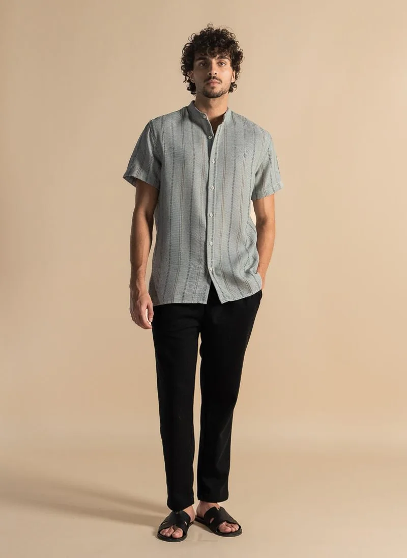 SHAPES DARK GREY KNITTED STRIPED SHIRT for Men | Best Price UAE