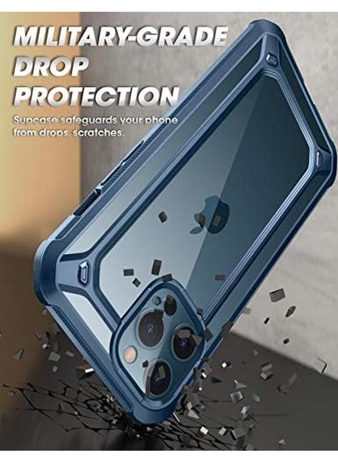 جراب Unicorn Beetle Exo Pro Series لهاتف Iphone 12 Pro Max إصدار 2020 مقاس 6.7 بوصة مع واقي شاشة مدمج، جراب واقٍ شفاف هجين ممتاز باللون الأزرق