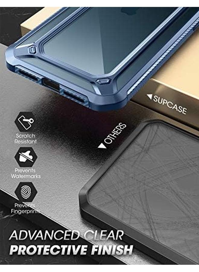 جراب Unicorn Beetle Exo Pro Series لهاتف Iphone 12 Pro Max إصدار 2020 مقاس 6.7 بوصة مع واقي شاشة مدمج، جراب واقٍ شفاف هجين ممتاز باللون الأزرق