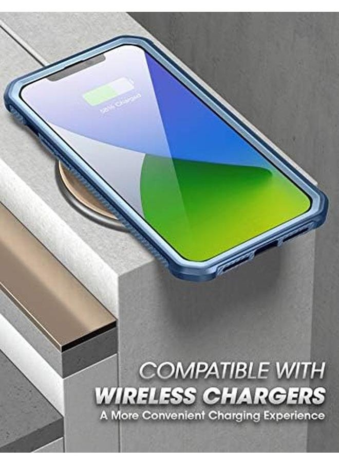 جراب Unicorn Beetle Exo Pro Series لهاتف Iphone 12 Pro Max إصدار 2020 مقاس 6.7 بوصة مع واقي شاشة مدمج، جراب واقٍ شفاف هجين ممتاز باللون الأزرق