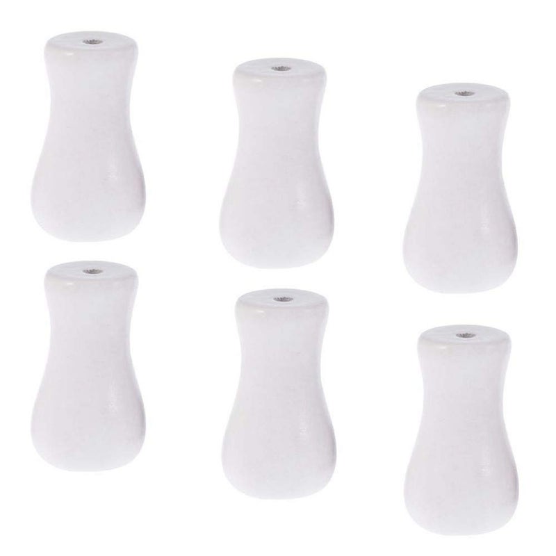 Wood Cord Tassels 6Pack for Window Blinds White Cord Knobs Wooden Hanging Ball Pulls for Curtain Craft6 White