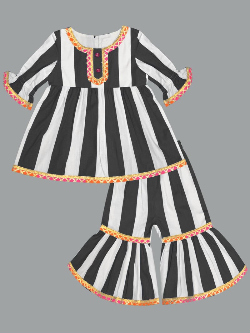 A.T.U.N. (ALL THINGS UBER NICE) Baby Girls Printed Kurti and Sharara Set | Stylish Clothing Set - Image 3