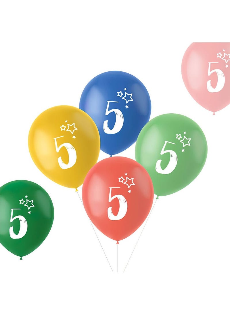 فولات بالونات لاتكس متعددة الألوان بمناسبة الذكرى السنوية لعيد الميلاد الخامس، عبوة من 6 بالونات، 33 سم