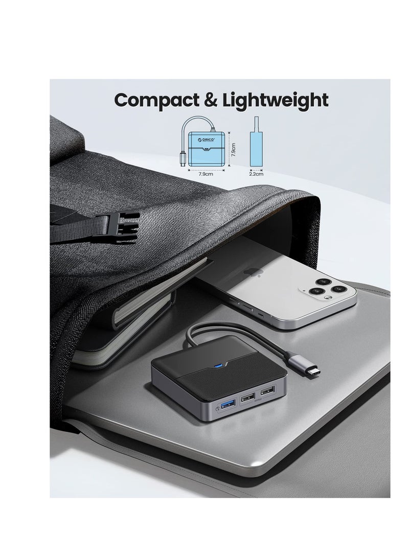 Excefore - موزع USB C 5 في 1، محطة إرساء USB C مع HDMI 4K، شحن PD بقوة 60 وات، منفذ USB بسرعة 5 جيجابت في الثانية، منفذان USB بسرعة 480 ميجابت في الثانية، محول متعدد المنافذ من النوع C للكمبيوتر المحمول - Image 1