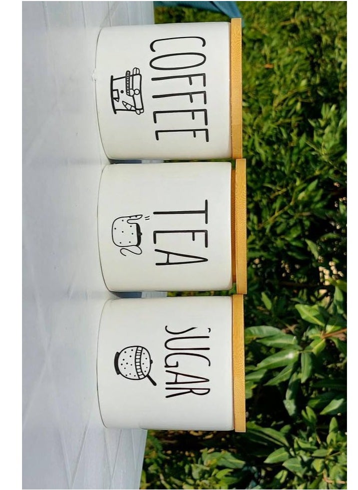 Generic - Porcelain coffee jar set 3 pieces - Image 1